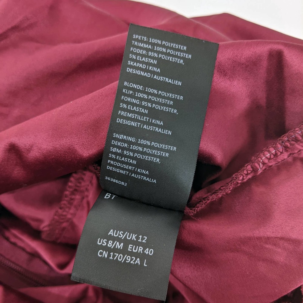 Bardot Gemma Halter Lace Sheath Dress In Burgundy Wine Red - Picture 12 of 12